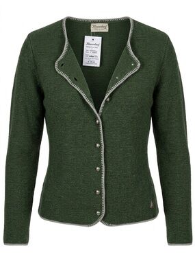 Forest Green Trim Wool-Blend Cardigan